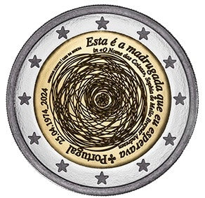 Portugália 2 € április 25. 50 év szabadság 2024 BNC