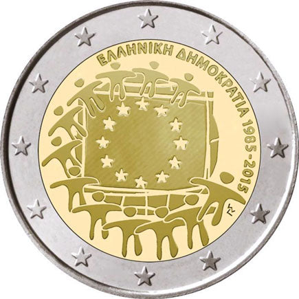 Görögország 2 € 30 éves az európai zászló 2015