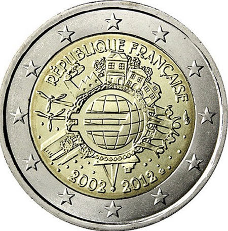 Franciaország 2 € 10 éves Euro 2012