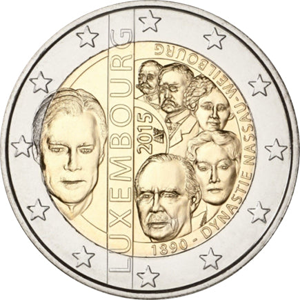 Luxemburg 2 € Nassau Weilbourg-dinasztia 2015